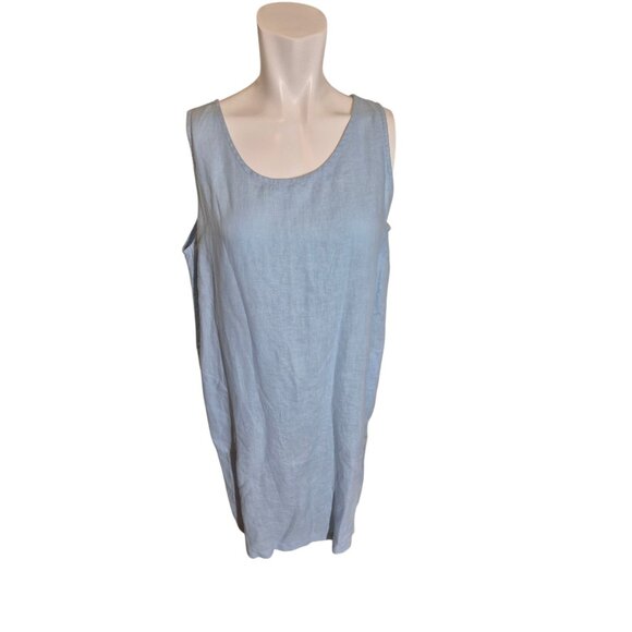 Lulu-B VTG 100% Linen Dress Linen Shift Tank Dress Linen Sundress Lt. Blue Sz L - Picture 1 of 6